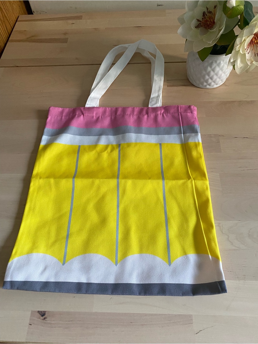Canvas Tote Bag in Yellow and Pink